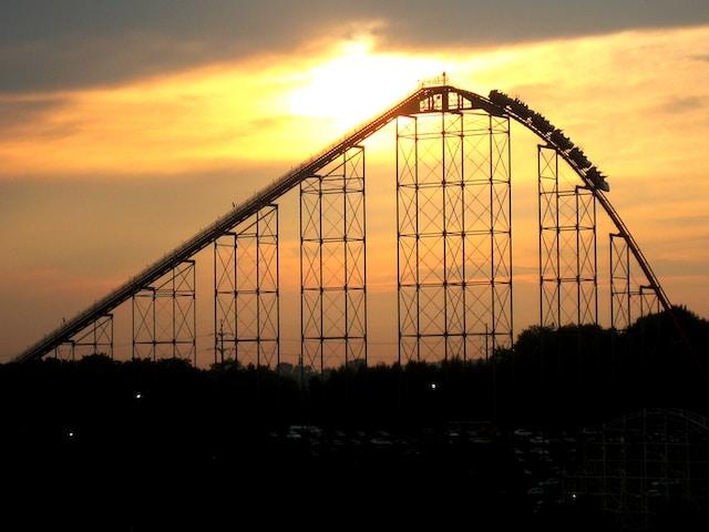 rollercoaster with sunset